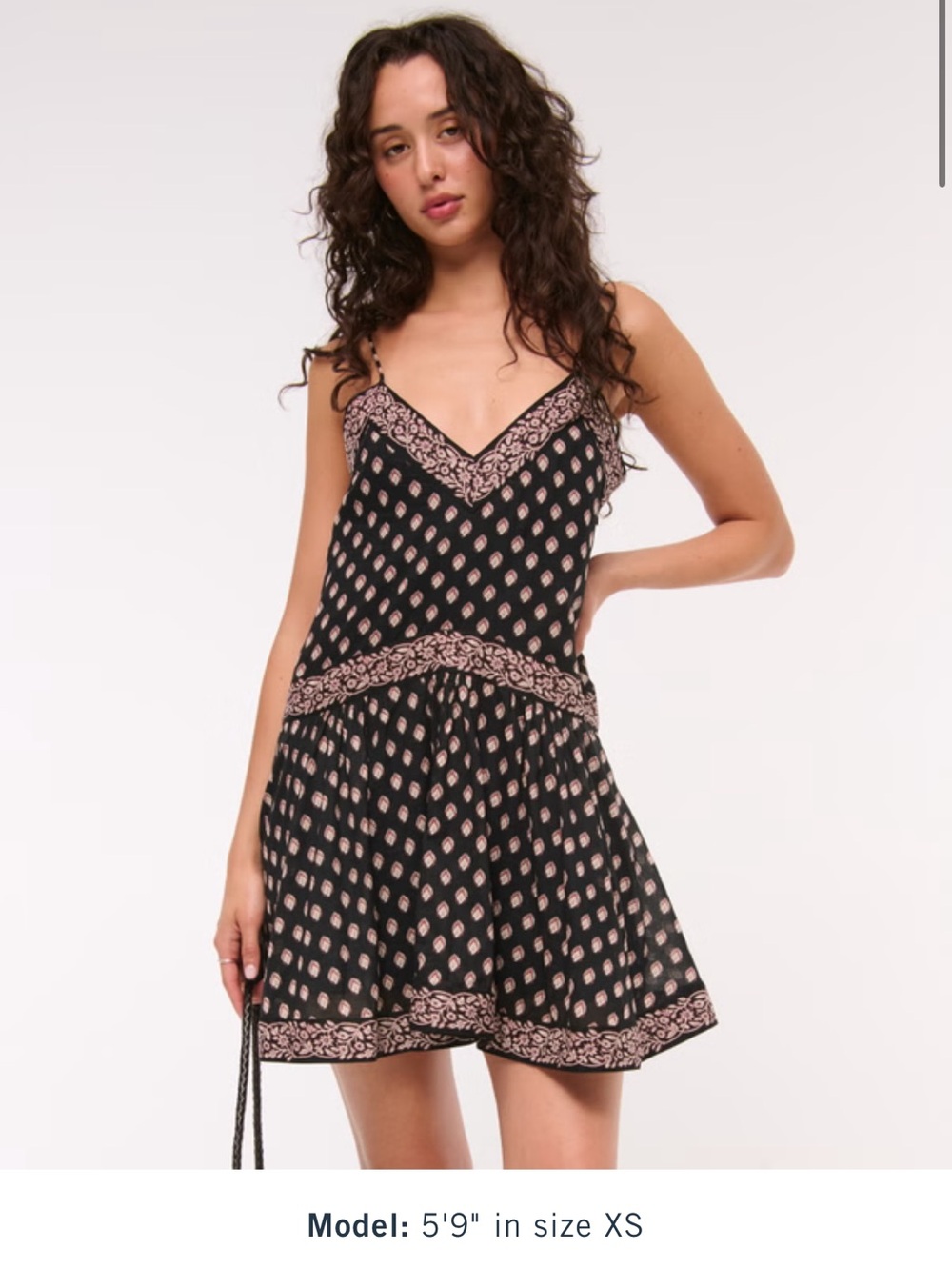 Black & Blush Printed V-Neck Slip Dress